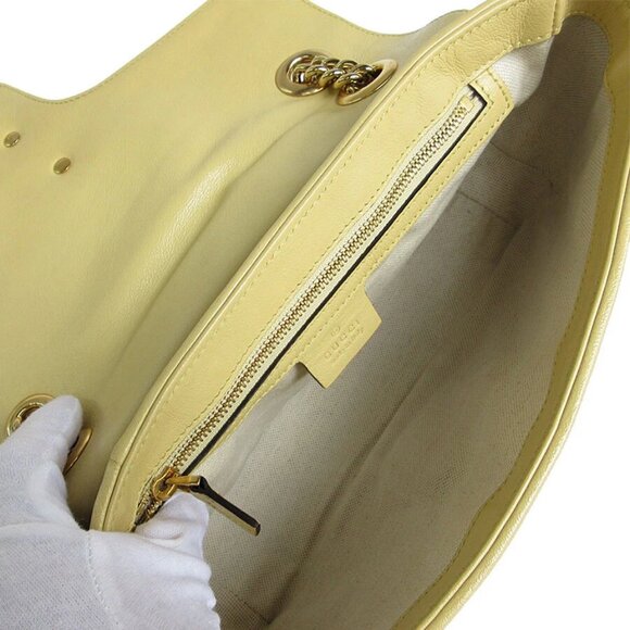 Auth GUCCI GG MarmontShoulder Bag Burgundy/Navy/Gold leather/metal s0033g - Picture 10 of 12